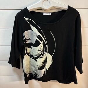LUUKAA – Black Artistic Print Top – Size 10